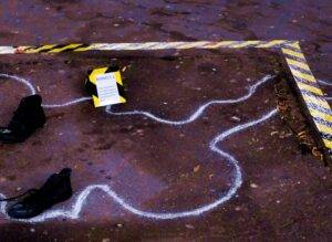 Rossella Immagine tracciata a terra di un omicidio